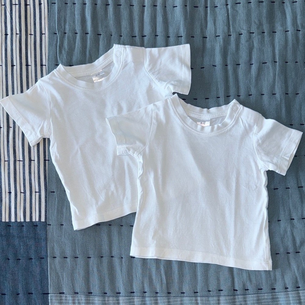 H&M Baby Boys White Short Sleeve Crew Neck T-shirt